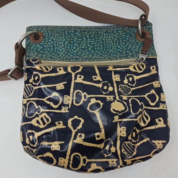 FOSSIL Key Per Crossbody Shoulder Bag Coated Canvas Adjustable Strap Y2K - Picture 7 of 16